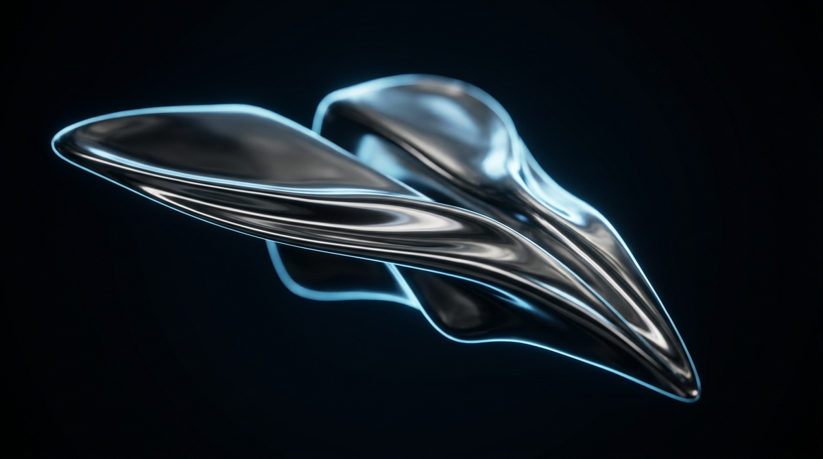 Sculpture chrome en forme d'avion en papier, illustration pour acheter des abonnés Telegram