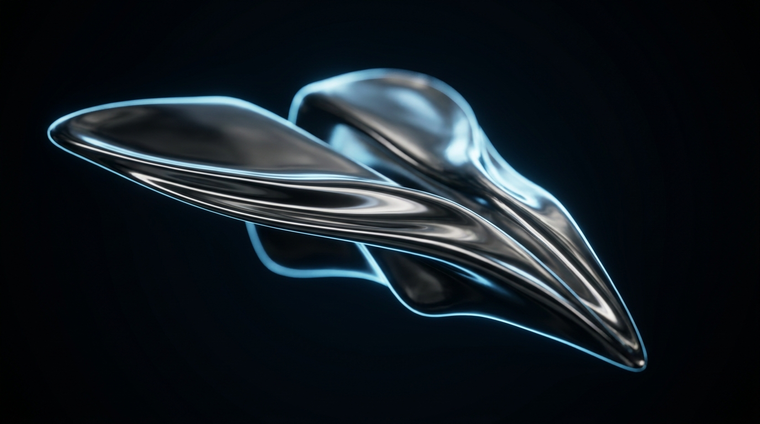 Sculpture chrome en forme d'avion en papier, illustration pour acheter des abonnés Telegram